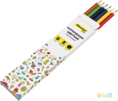 Карандаши цв. Silwerhof Eco 2.6мм шестигран. пластик ассорти 6цв. коробка/европод.