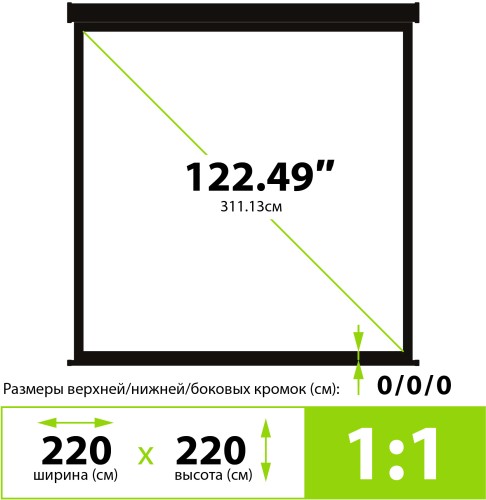 Экран Cactus 122" 220x220см TriExpert CS-PSTE-220x220-BK 1:1 напольный рулонный черный