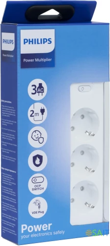 Сетевой фильтр Philips CHP2135WA/51 2м (3 розетки) белый (коробка)