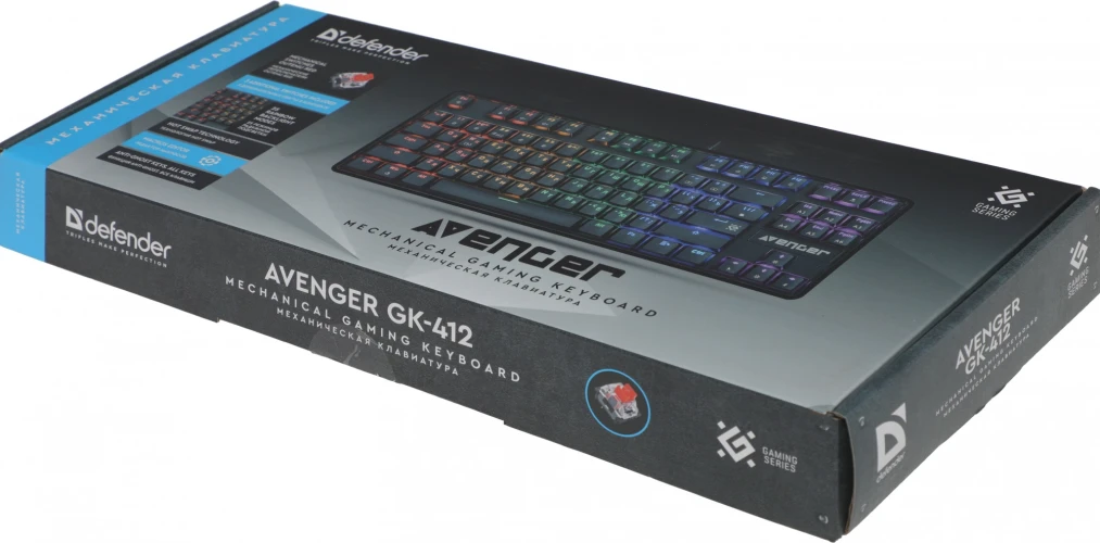 Клавиатура Defender GK-412 механическая черный USB for gamer LED (45410) кабель 1.8м