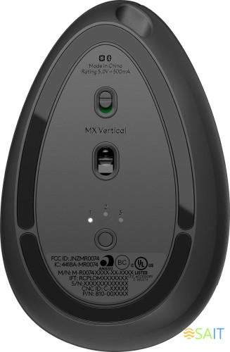 Мышь Logitech MX Vertical черный/серебристый оптическая 4000dpi беспров. BT/Radio USB 4but (910-005449)