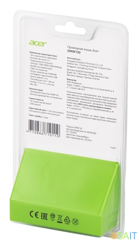 Мышь Acer OMW130 черный оптическая 3600dpi USB 6but (ZL.MCEEE.00J)