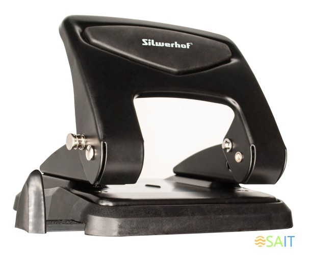 Дырокол Silwerhof VIS макс.:35лист. металл черный отв.:2 с линейкой