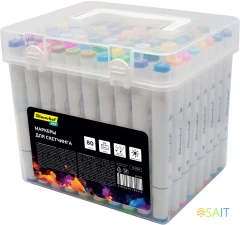 Набор маркеров для скетчинга Silwerhof Idea двойной пиш. наконечник 1-7мм 80цв. (80шт.) пластиковая коробка