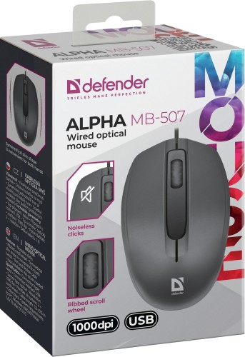 Мышь Defender Alpha MB-507 черный оптическая 1000dpi silent USB 2but (52507)