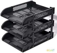 Лоток горизонтальный Deli E9213 BLACK сборный для бумаг 325x241x155мм черный пластик (упак.:3шт) пластиковый пакет