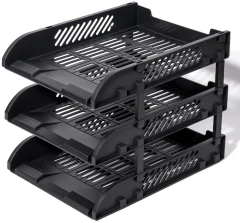 Лоток горизонтальный Deli E9213 BLACK сборный для бумаг 325x241x155мм черный пластик (упак.:3шт) пластиковый пакет