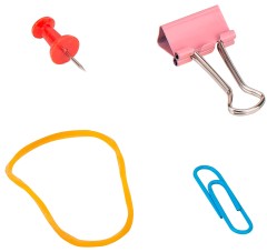 Набор мелкоофисный Deli EZ20703 резинки для купюр 12гр гвоздики 50шт скрепки 100шт зажимы 10шт пластиковая туба