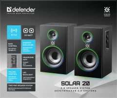 Колонки Defender Solar 20 2.0 черный 20Вт BT беспроводные BT