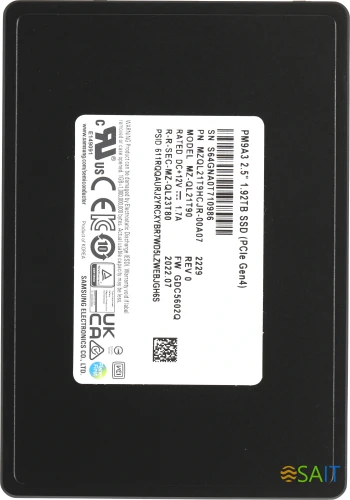 Накопитель SSD Samsung PCIe 4.0 x4 1920GB MZQL21T9HCJR-00A07 PM9A3 1 DWPD OEM
