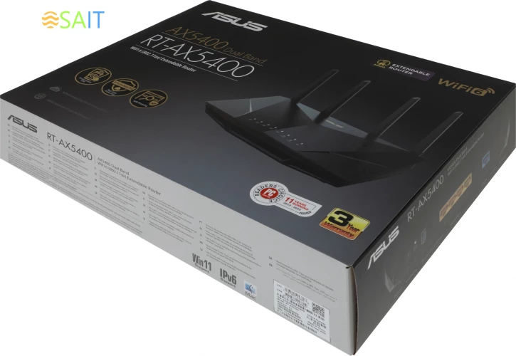 Роутер беспроводной Asus RT-AX5400 AX5400 10/100/1000BASE-TX/4G ready черный