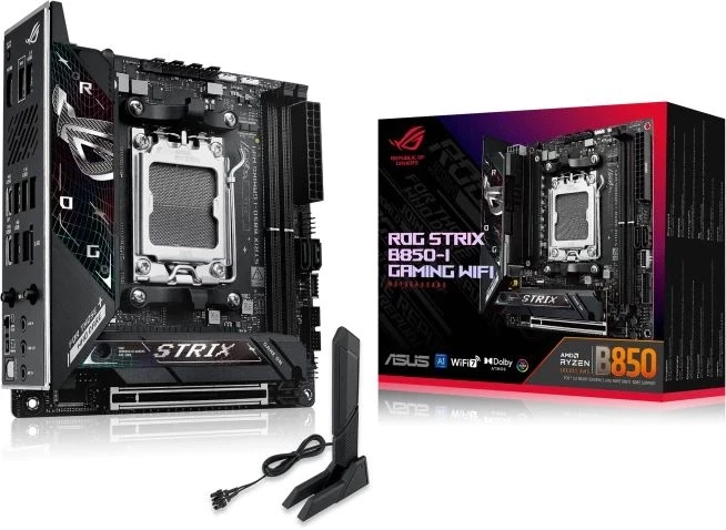 Материнская плата Asus ROG STRIX B850-I GAMING WIFI SocketAM5 AMD B850 2xDDR5 mini-ITX AC`97 8ch(7.1) 2.5Gg RAID+HDMI