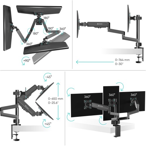 Кронштейн для мониторов Onkron G280 черный 13"-32" макс.24кг настольный поворот и наклон верт.перемещ.