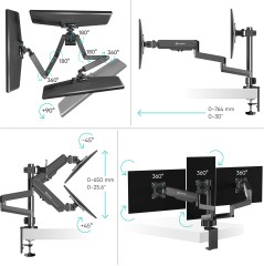 Кронштейн для мониторов Onkron G280 черный 13"-32" макс.24кг настольный поворот и наклон верт.перемещ.