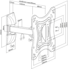 Кронштейн для телевизора Ultramounts UM865 черный 23"-42" макс.20кг настенный поворотно-выдвижной и наклонный