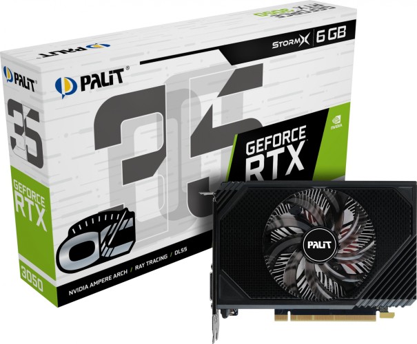 Видеокарта Palit PCI-E 4.0 PA-RTX3050 STORMX OC NVIDIA GeForce RTX 3050 6Gb 96bit GDDR6 1042/14000 DVIx1 HDMIx1 DPx1 HDCP Ret