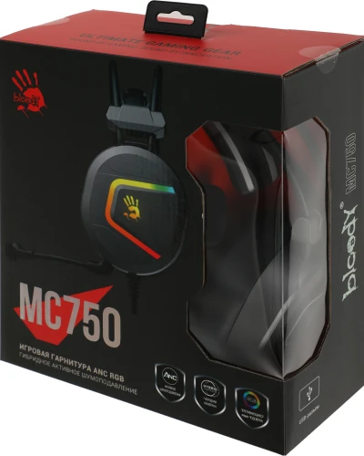 Наушники с микрофоном A4Tech Bloody MC750 серый 2.3м мониторные USB оголовье (MC750 GREY)