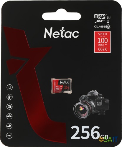 Флеш карта microSDXC 256GB Netac NT02P500PRO-256G-S P500 Extreme Pro A1 w/o adapter