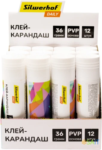 Клей-карандаш Silwerhof Daily 36гр ПВП дисплей картонный