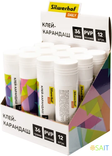 Клей-карандаш Silwerhof Daily 36гр ПВП дисплей картонный