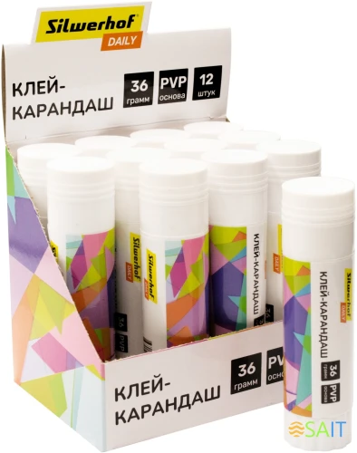 Клей-карандаш Silwerhof Daily 36гр ПВП дисплей картонный