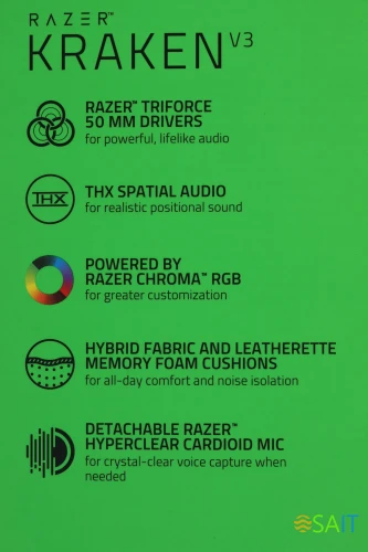 Наушники с микрофоном Razer Kraken V3 черный 1.2м мониторные оголовье (RZ04-03770200-R3M1)