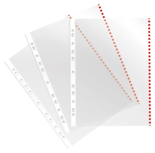 Папка-вкладыш Бюрократ Премиум -013BKAN2RED глянцевые A4+ 30мкм красный край (упак.:50шт)