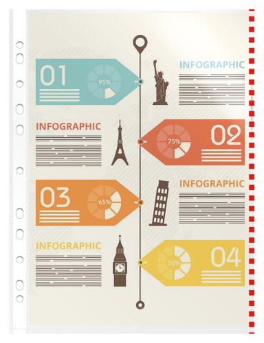 Папка-вкладыш Бюрократ Премиум -013BKAN2RED глянцевые A4+ 30мкм красный край (упак.:50шт)