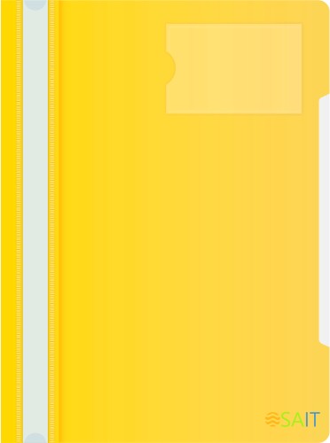 Папка-скоросшиватель Бюрократ -PS-V20YEL A4 прозрач.верх.лист карм.для визит. пластик желтый 0.12/0.16