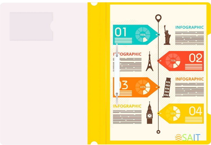 Папка-скоросшиватель Бюрократ -PS-V20YEL A4 прозрач.верх.лист карм.для визит. пластик желтый 0.12/0.16