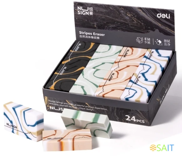 Ластик Deli NS155-C 30x50x10.5мм ассорти