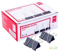 Зажимы Deli E38562 металл 41мм черный (упак.:12шт) картонная коробка