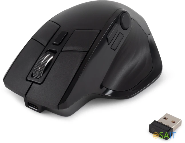 Мышь Оклик 502MW черный оптическая 2400dpi silent беспров. BT/Radio USB для ноутбука 9but (1978678)