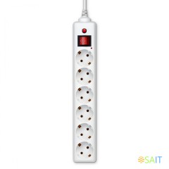 Сетевой фильтр Buro 600SH-1.8-UPS-W 1.8м (6 розеток) белый (коробка)