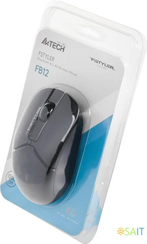 Мышь A4Tech Fstyler FB12 черный оптическая 1200dpi беспров. BT/Radio USB 3but (FB12 BLACK)