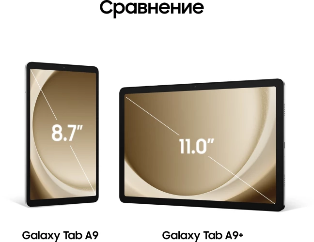 Планшет Samsung Galaxy Tab A9 SM-X115 G99 (2.2) 8C RAM8Gb ROM128Gb 8.7" LCD 1340x800 4G 1Sim Android 13 серебристый 8Mpix 2Mpix BT WiFi microSD 1Tb 5100mAh 7hr