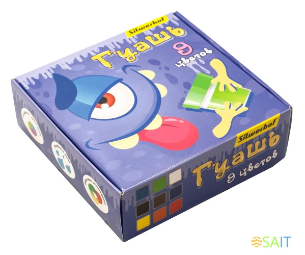 Гуашь Silwerhof Монстрики 9цв. бан. 20мл. картон.кор.