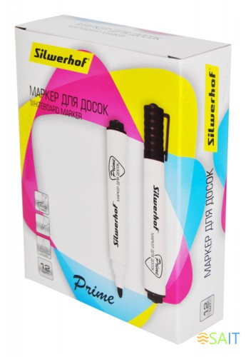 Маркер для досок Silwerhof Prime пулевидный пиш. наконечник 1-3мм черный коробка