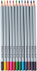 Карандаши цв. Silwerhof кругл. серебристый 12цв. коробка для худ/граф.раб.