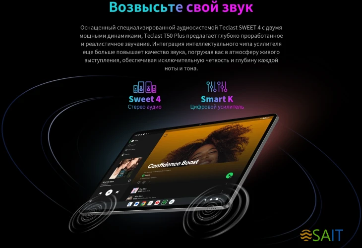 Планшет Teclast T50Plus Premium Set 2025 T7260 (2.2) 8C RAM8Gb ROM256Gb 10.95" IPS 1920x1200 Android 14 серый 13Mpix 8Mpix BT WiFi microSD 1Tb 8000mAh 15hr