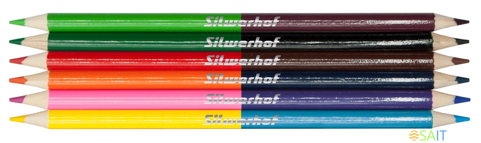 Карандаши цв. Silwerhof Монстрики двухцвет. 2.8мм кругл. дерево ассорти 12цв. коробка/европод. (6шт)