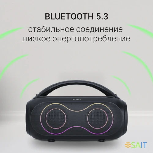Колонка порт. Digma D-PS1532 черный 60W 2.0 BT 10м 3600mAh (PS1532B)