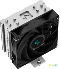 Устройство охлаждения(кулер) Deepcool AG400 Soc-AM5/AM4/1200/1700/1851 серебристый/черный 4-pin 18-31.6dB Al+Cu 220W 614gr Ret (R-AG400-BKNNMN-G-1)