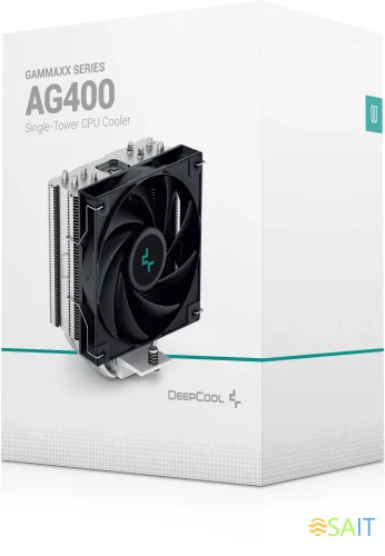 Устройство охлаждения(кулер) Deepcool AG400 Soc-AM5/AM4/1200/1700/1851 серебристый/черный 4-pin 18-31.6dB Al+Cu 220W 614gr Ret (R-AG400-BKNNMN-G-1)