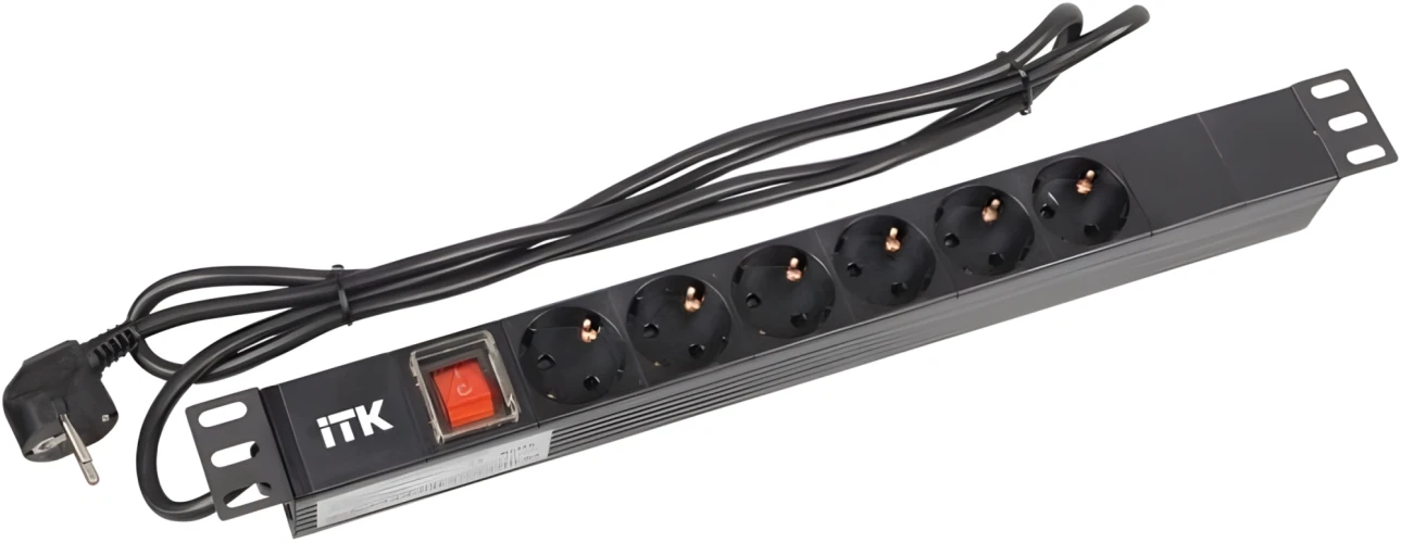 Блок распределения питания ITK PH12-6D1-P гор.размещ. 6xSchuko базовые 16A Schuko 2м