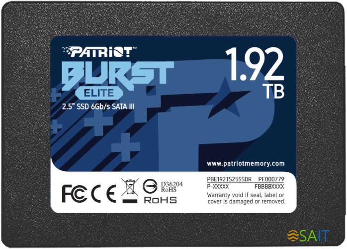 Накопитель SSD Patriot SATA-III 1.92TB PBE192TS25SSDR Burst Elite 2.5"