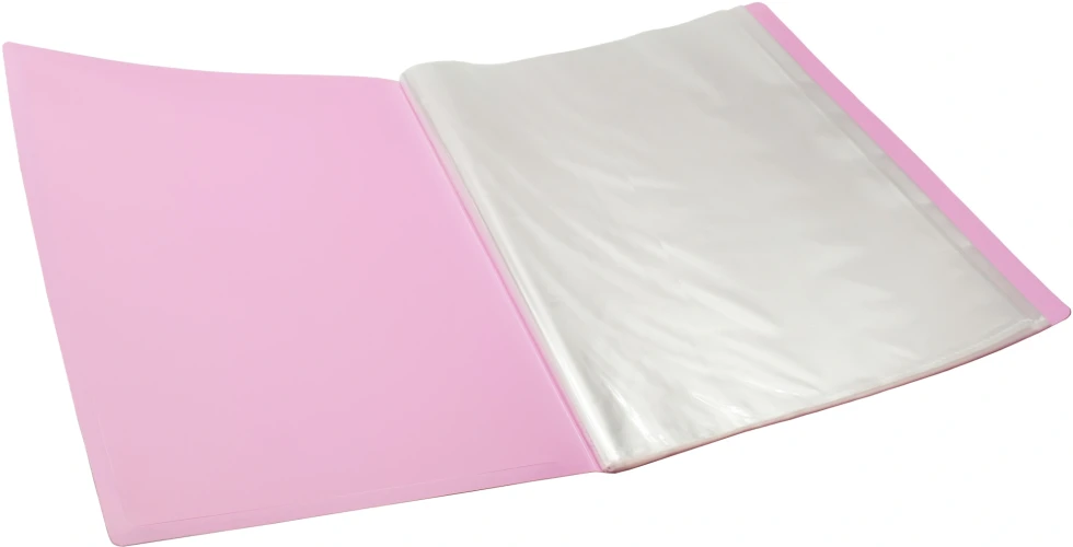 Папка-портфолио с 40 прозр.вклад. Silwerhof Create SCR-P40PIN A4 пластик 0.7мм карм.на лиц.стор. розовый