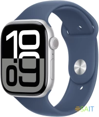 Смарт-часы Apple Watch SE 2024 A2723 44мм OLED корп.серебристый Sport Band рем.синий разм.брасл.:160-210мм (MXER3LL/A)