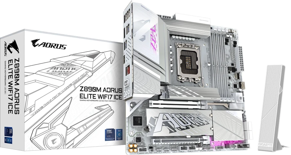 Материнская плата Gigabyte Z890M AORUS ELITE WIFI7 ICE Soc-1851 Intel Z890 4xDDR5 mATX AC`97 8ch(7.1) 2.5Gg RAID+DP