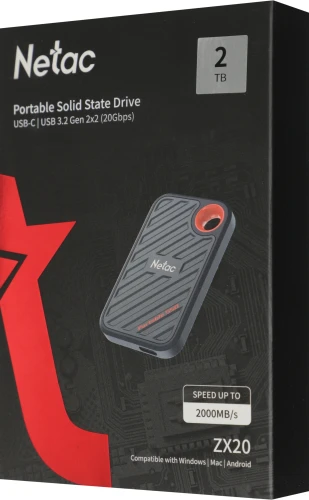 Накопитель SSD Netac USB-C 2TB NT01ZX20-002T-32BL ZX20 2.5" синий